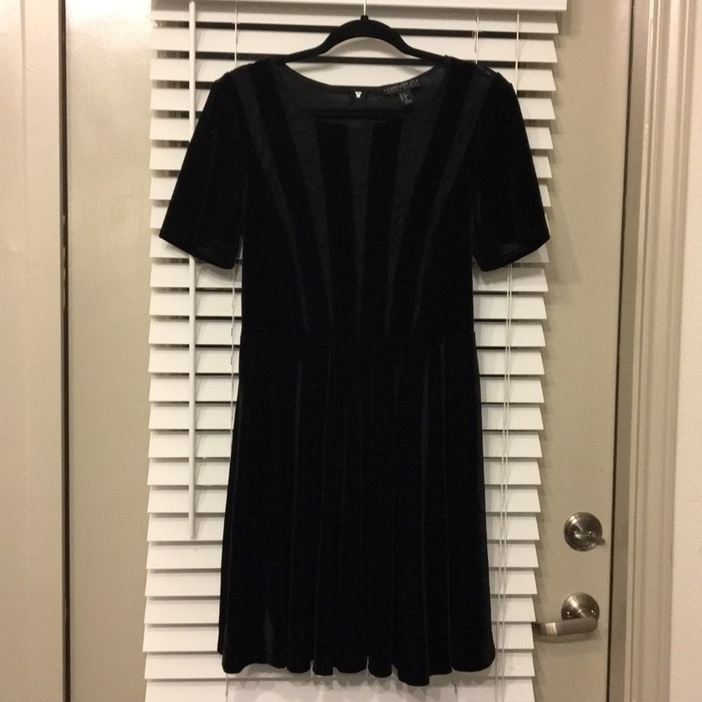 Velvet and Lace Black Skater Dress